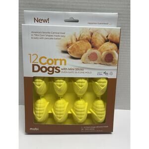 NEW!-Mobi 12 Corn Dog Mini Sticks Oven Safe Silicone Mold 9.5" X8" CD-12